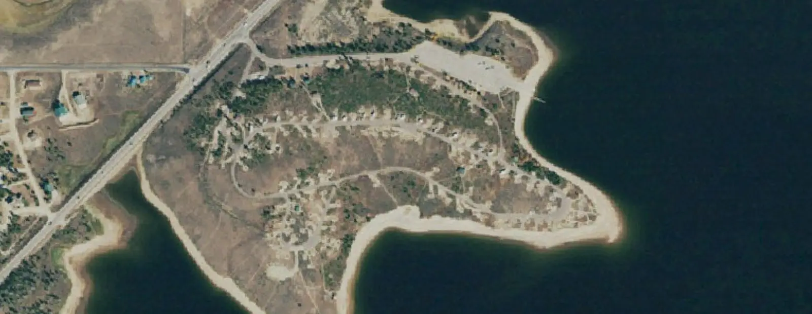 Satellite view of Stillwater Campground, with its 104 sites marked