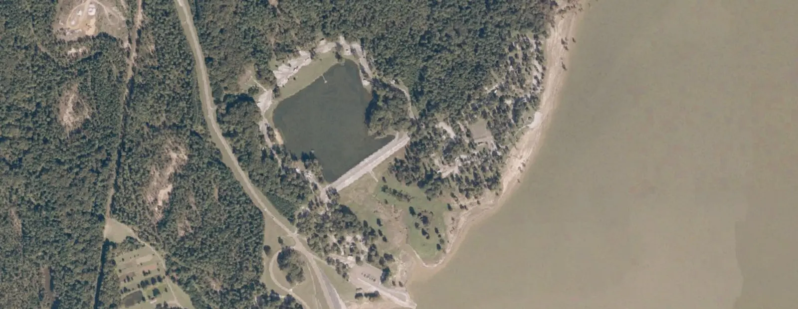 Satellite view of North Abutment Campground, with its 55 sites marked