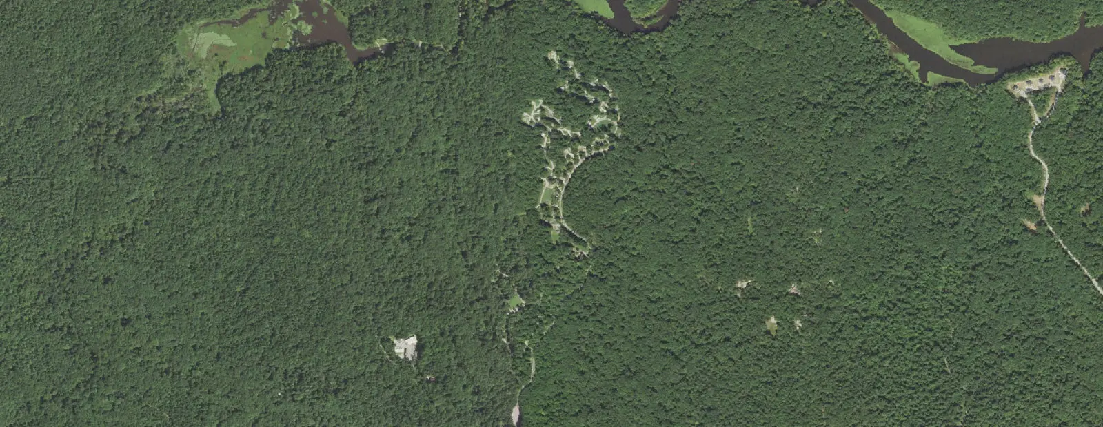 Satellite view of Pocahontas State Park Campground, with its 118 sites marked