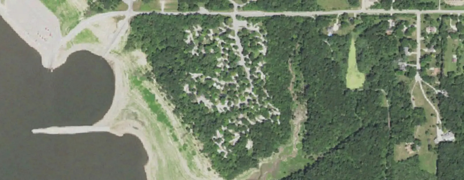 Satellite view of Cherry Glen Campground, with its 125 sites marked