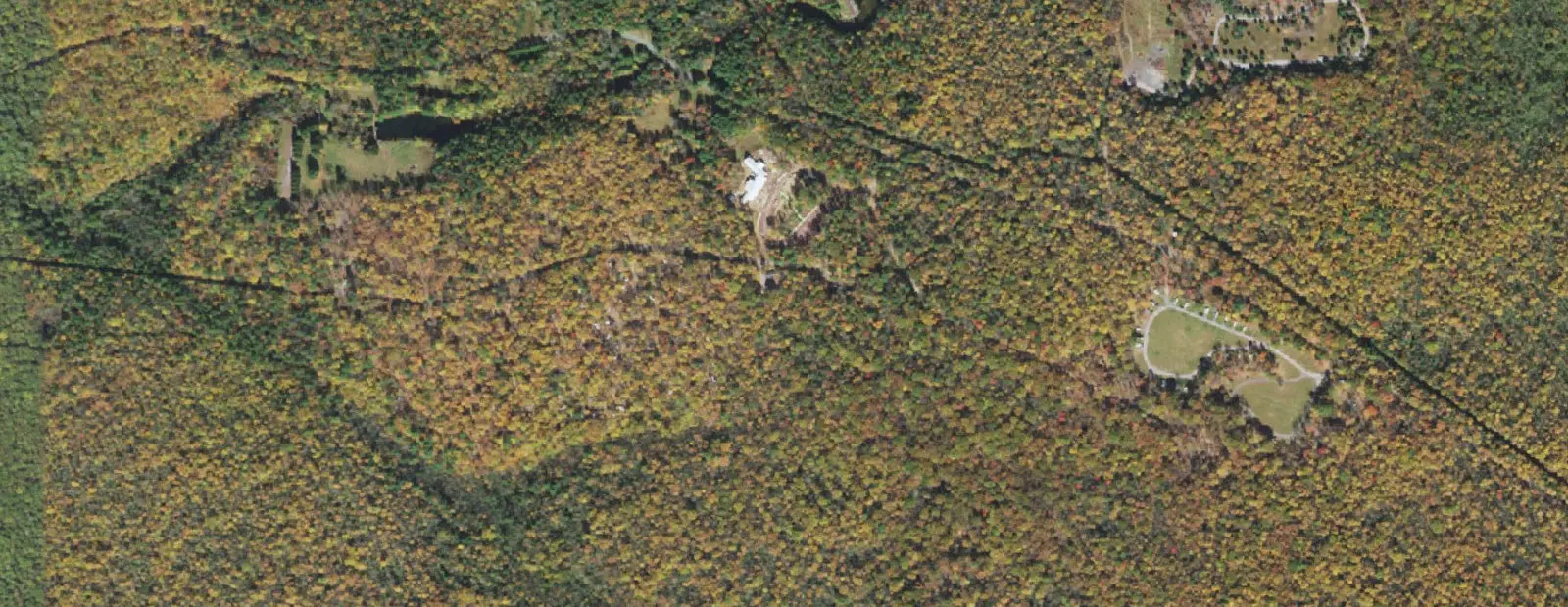 Satellite view of Hickory Run State Park Campground, with its 381 sites marked