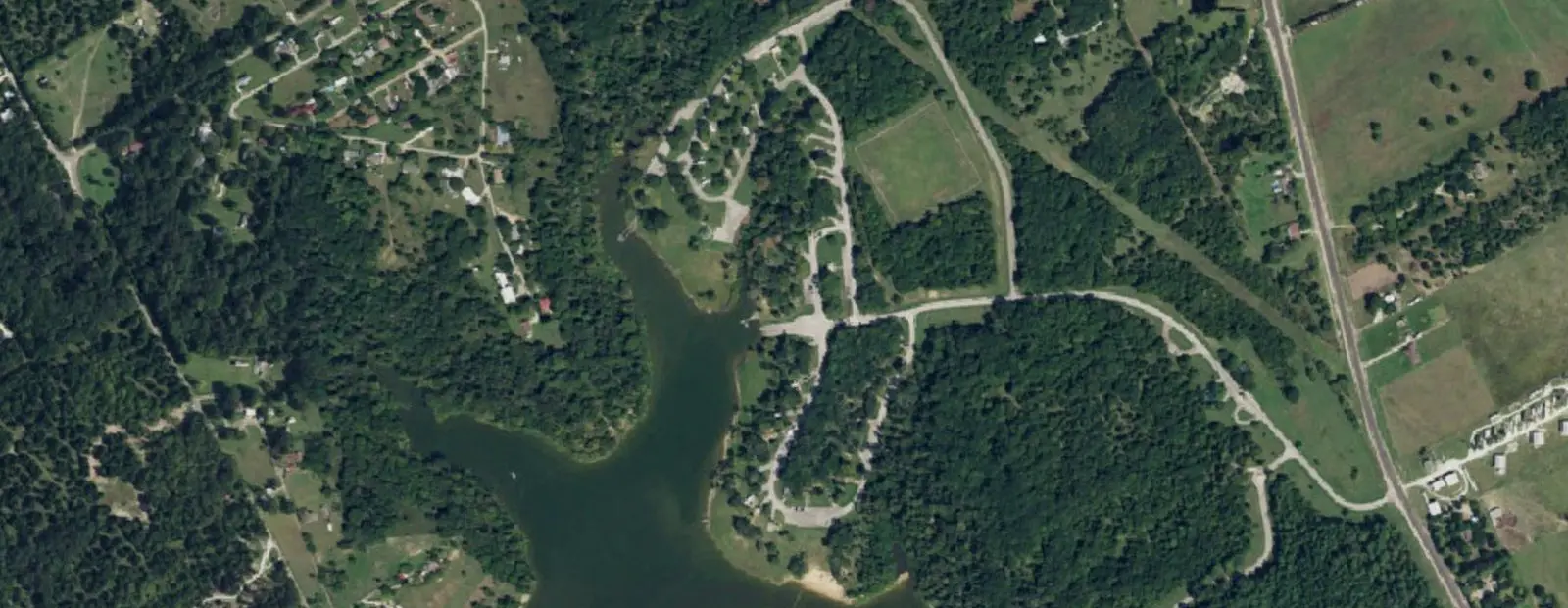 Satellite view of Oak Campground, with its 47 sites marked