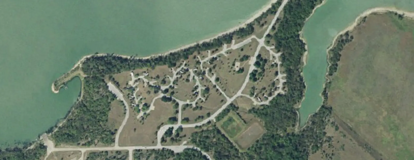 Satellite view of Wilson H Fox Campground, with its 49 sites marked