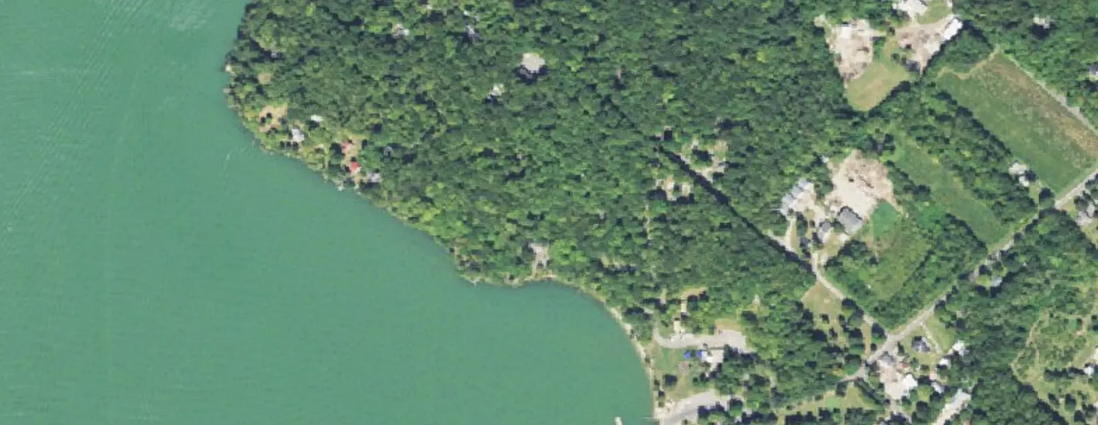 Satellite view of South Bass Island State Park Campground, with its 122 sites marked