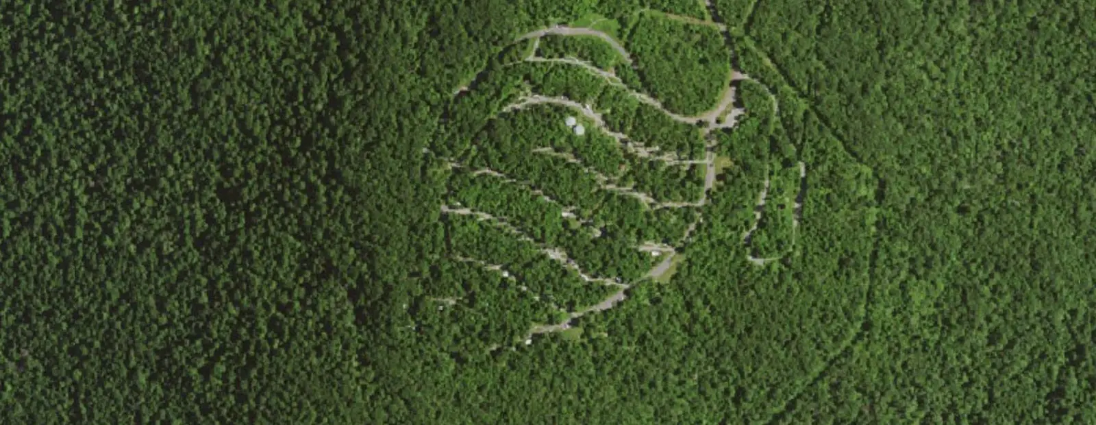 Satellite view of Loft Mountain Campground, with its 202 sites marked