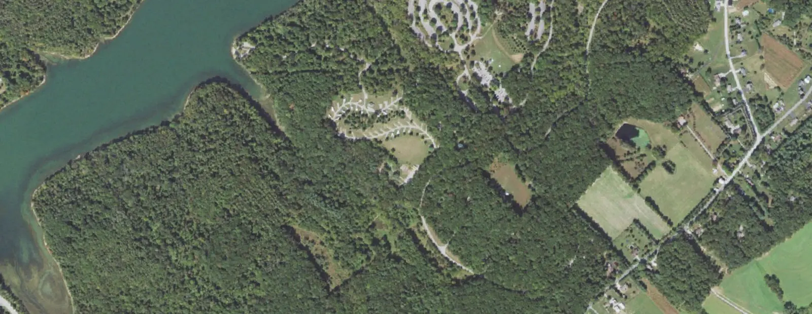 Satellite view of Codorus State Park Campground, with its 195 sites marked