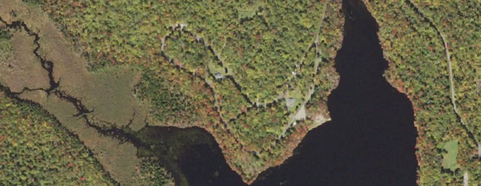 Satellite view of Tobyhanna State Park Campground, with its 135 sites marked