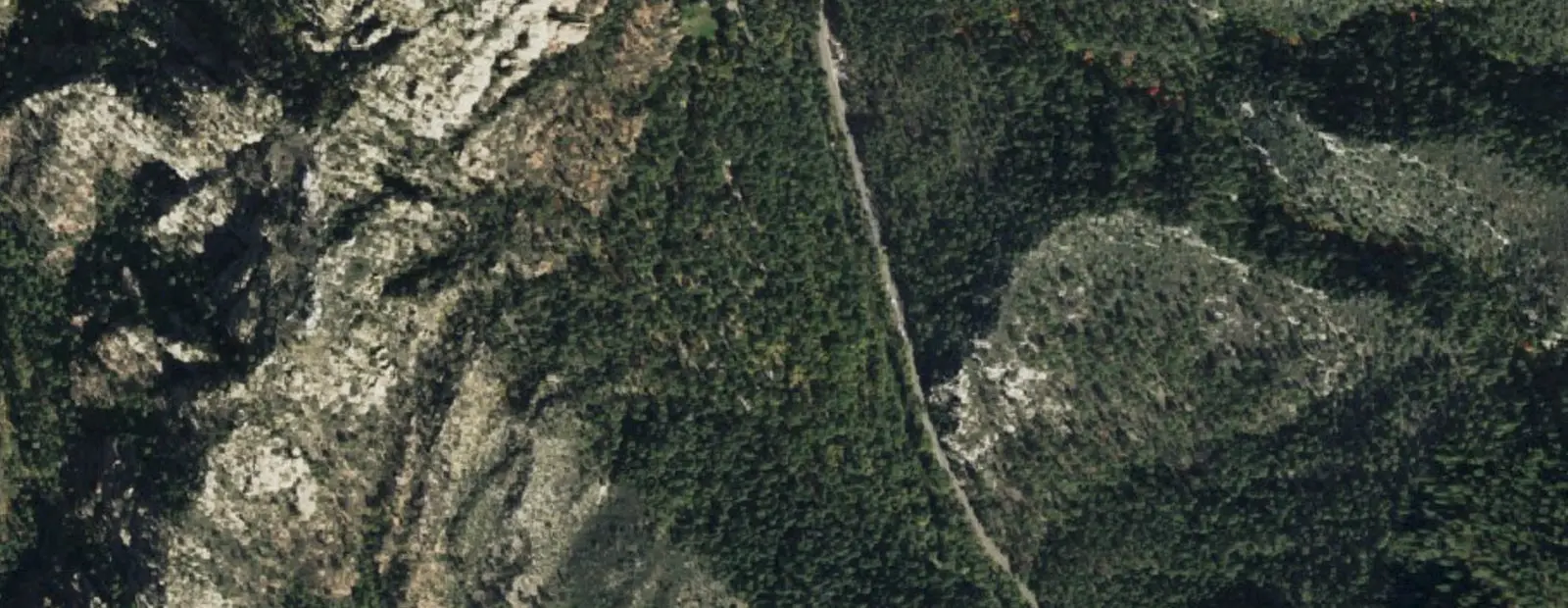 Satellite view of Cave Spring Campground, with its 64 sites marked