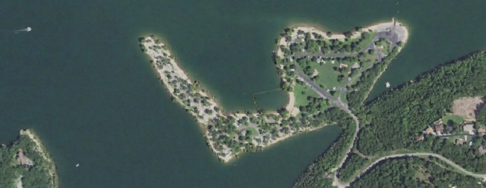Satellite view of Mill Creek Campground, with its 67 sites marked