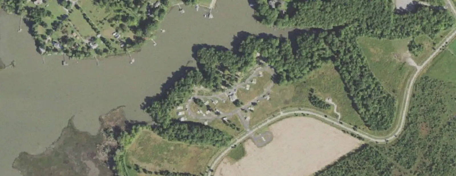 Satellite view of Machicomoco State Park Campground, with its 31 sites marked