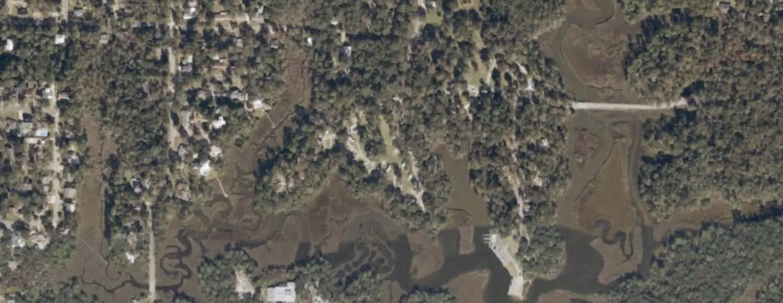 Satellite view of Davis Bayou Campground, with its 50 sites marked