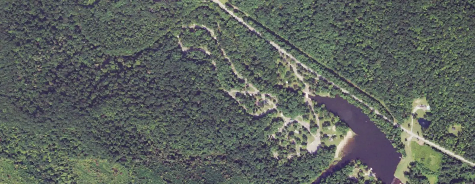 Satellite view of Shawnee State Park Campground, with its 108 sites marked