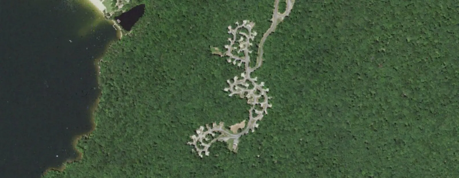 Satellite view of Lake Anna State Park Campground, with its 45 sites marked