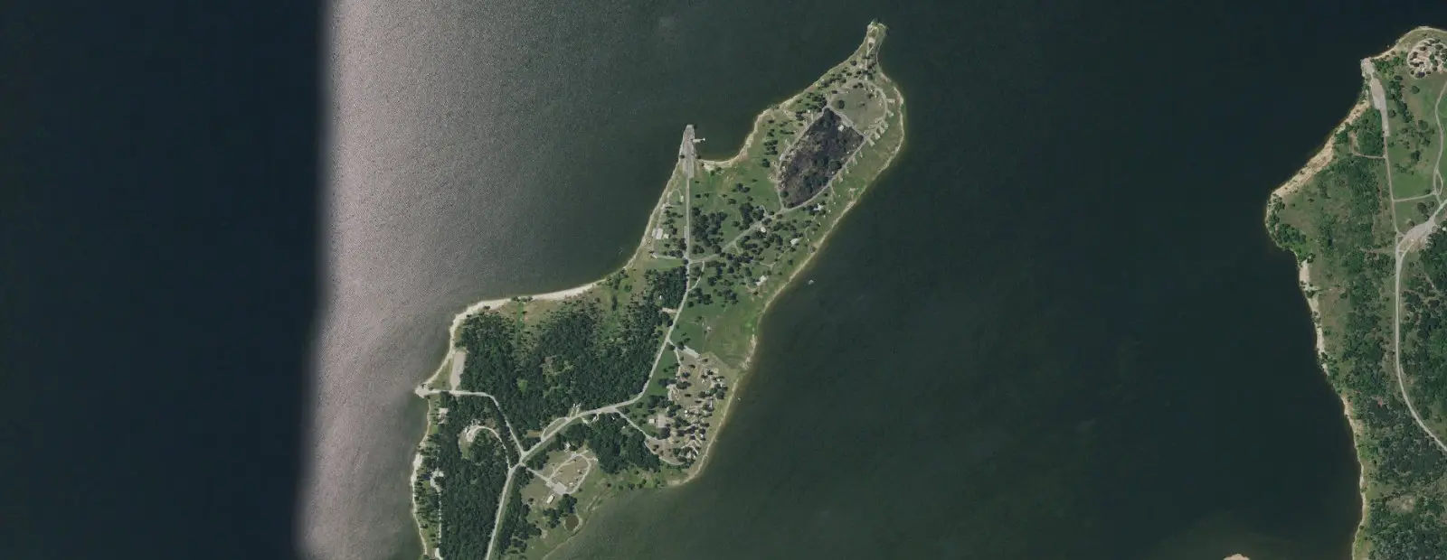 Satellite view of Rocky Creek Campground, with its 140 sites marked
