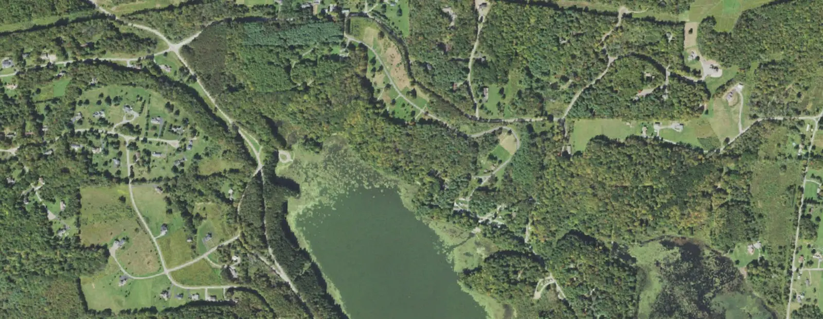 Satellite view of Hills Creek State Park Campground, with its 84 sites marked