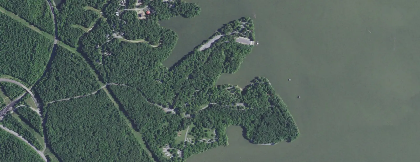Satellite view of Canal Campground, with its 115 sites marked