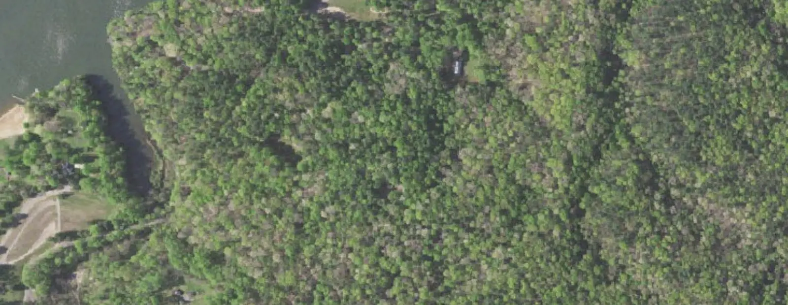 Satellite view of Fairy Stone State Park Campground, with its 58 sites marked