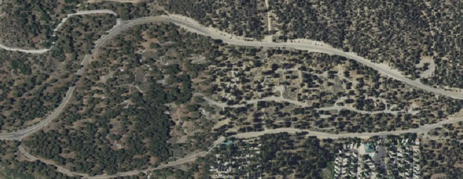 Satellite view of Serrano Campground, with its 106 sites marked