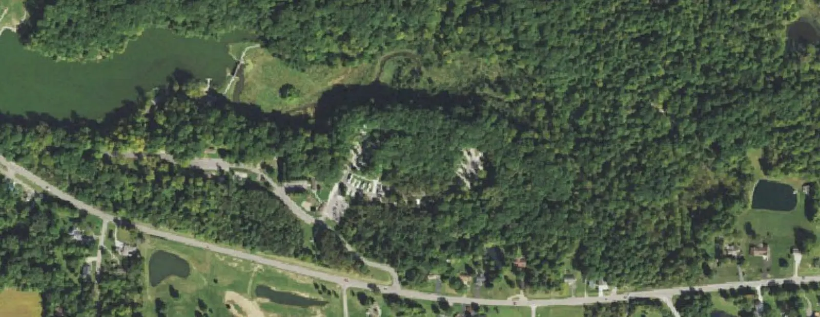 Satellite view of Mt. Gilead State Park Campground, with its 58 sites marked