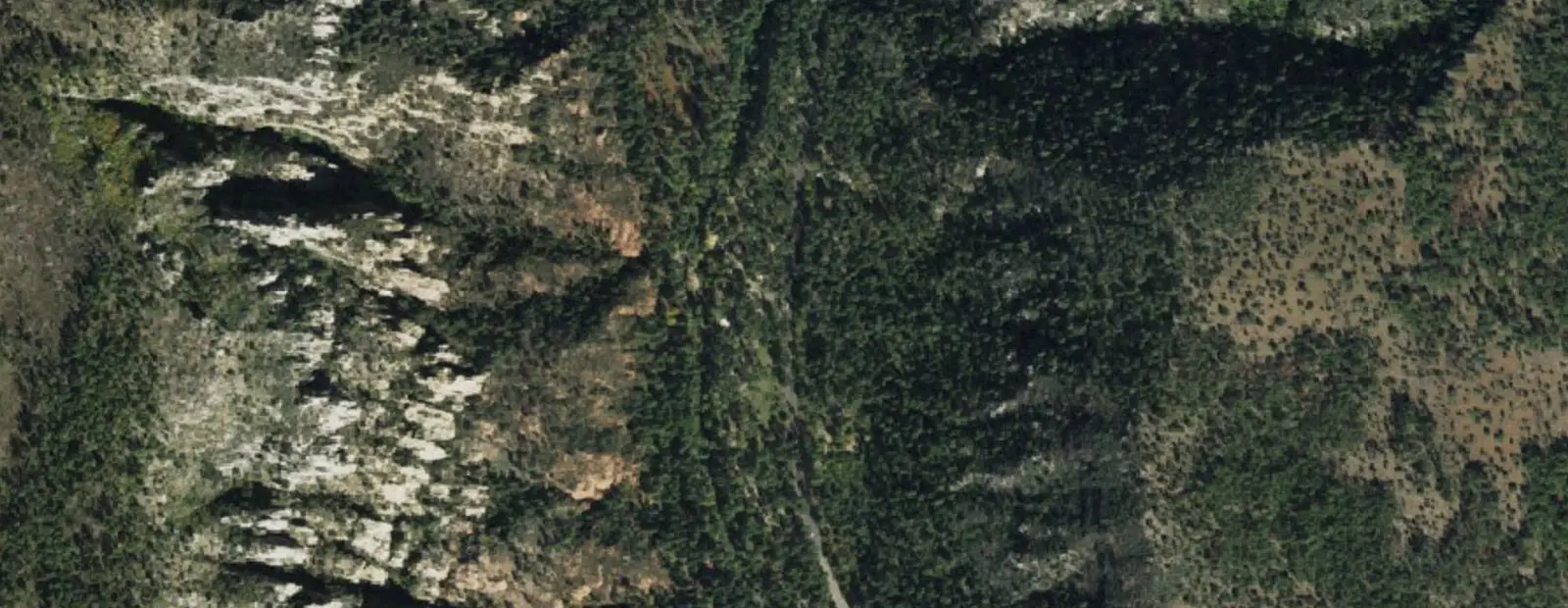 Satellite view of Pine Flat Campground West, with its 54 sites marked