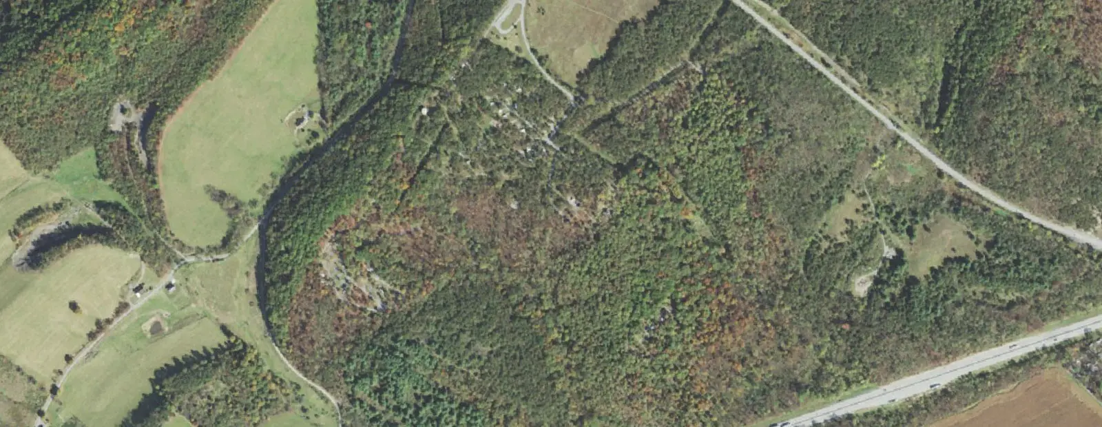 Satellite view of Shawnee State Park Campground, with its 184 sites marked