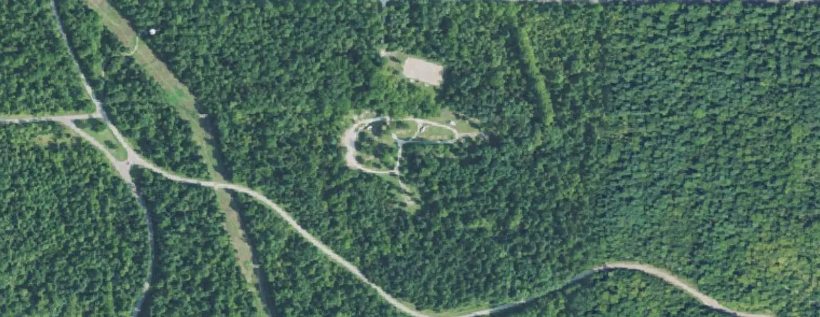 Satellite view of Hueston Woods State Park Equestrian Camp, with its 36 sites marked