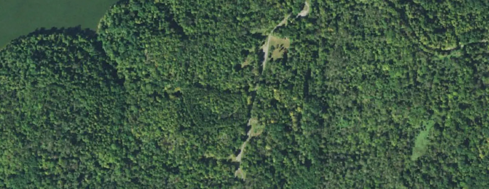 Satellite view of Salt Fork State Park Primitive Campground, with its 22 sites marked