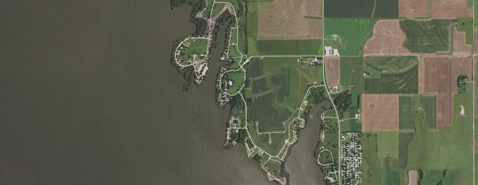 Satellite view of Cottonwood Point Campground, with its 166 sites marked
