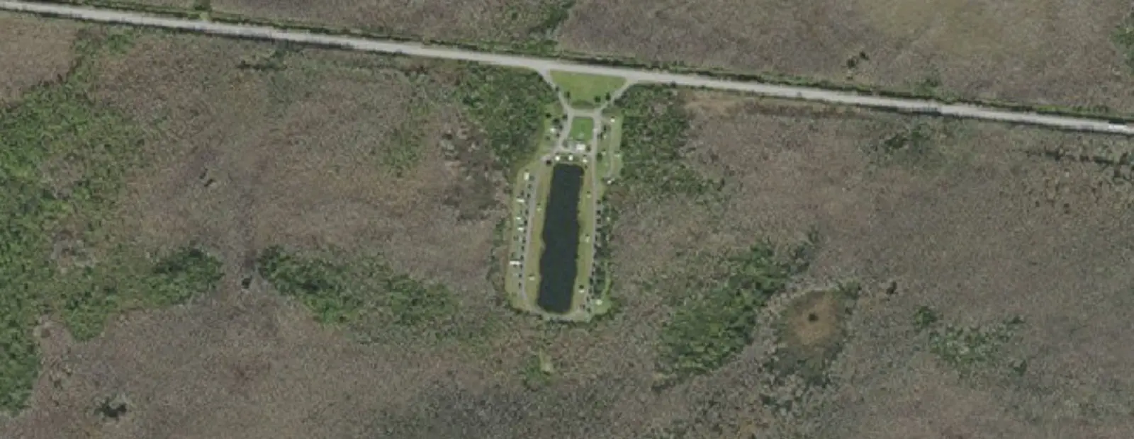 Satellite view of Midway Campground, with its 36 sites marked