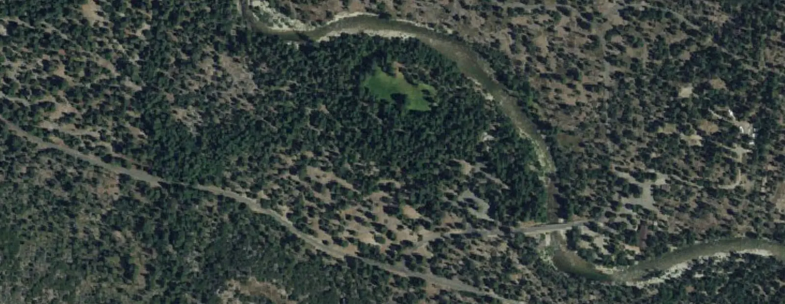 Satellite view of Sentinel Campground, with its 77 sites marked