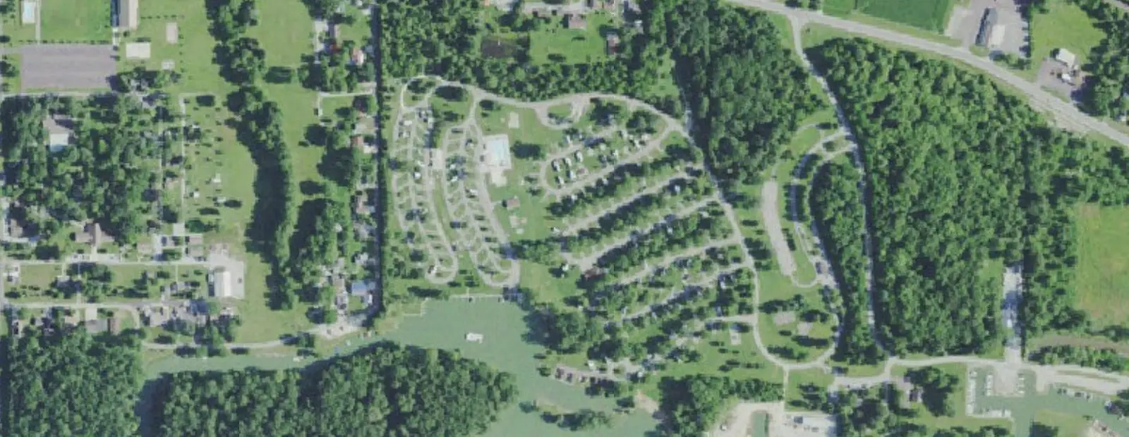 Satellite view of Grand Lake St Marys State Park Campground, with its 194 sites marked