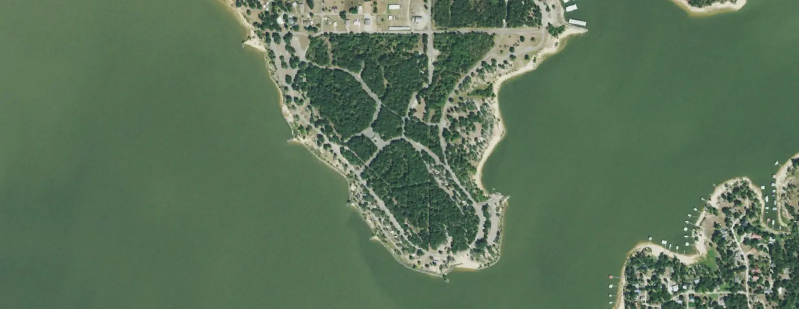Satellite view of Belle Starr Campground, with its 111 sites marked