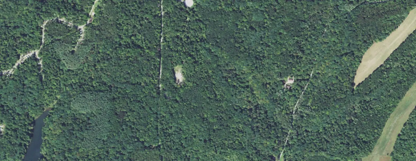 Satellite view of Hocking Hills State Park Hike-In Camp, with its 33 sites marked
