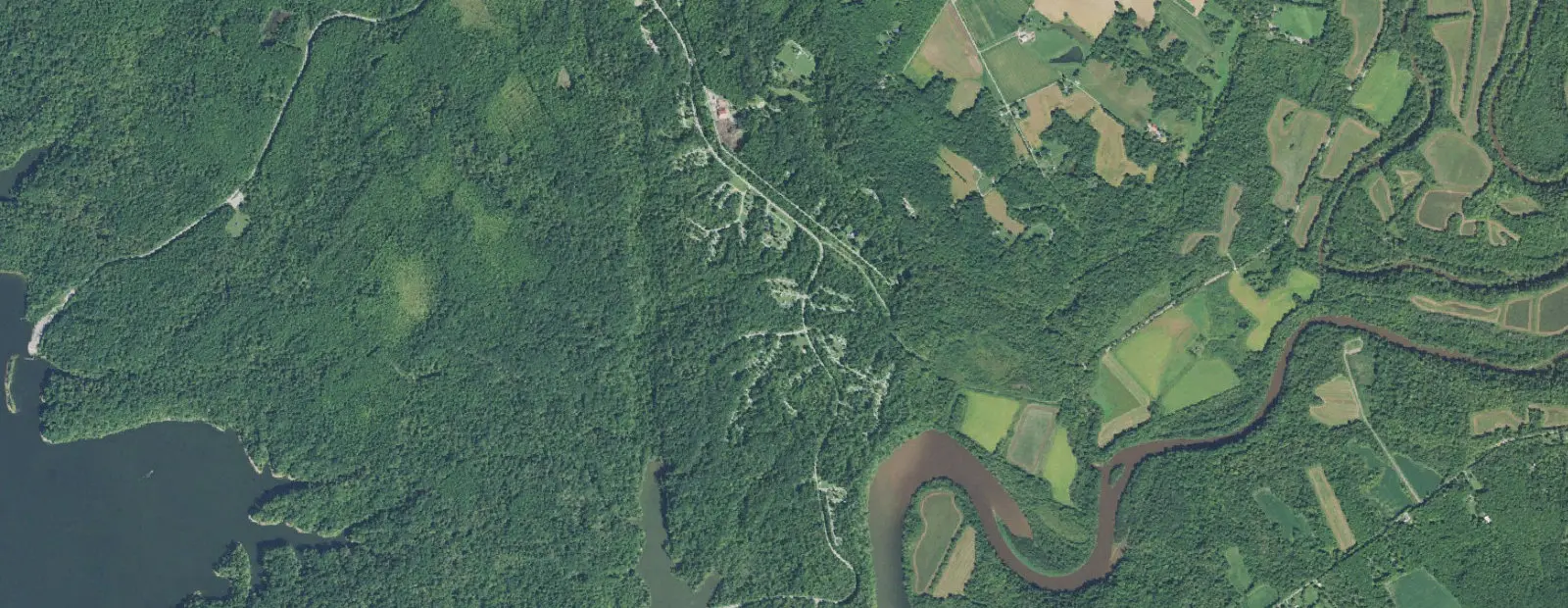 Satellite view of East Fork State Park Campground, with its 397 sites marked